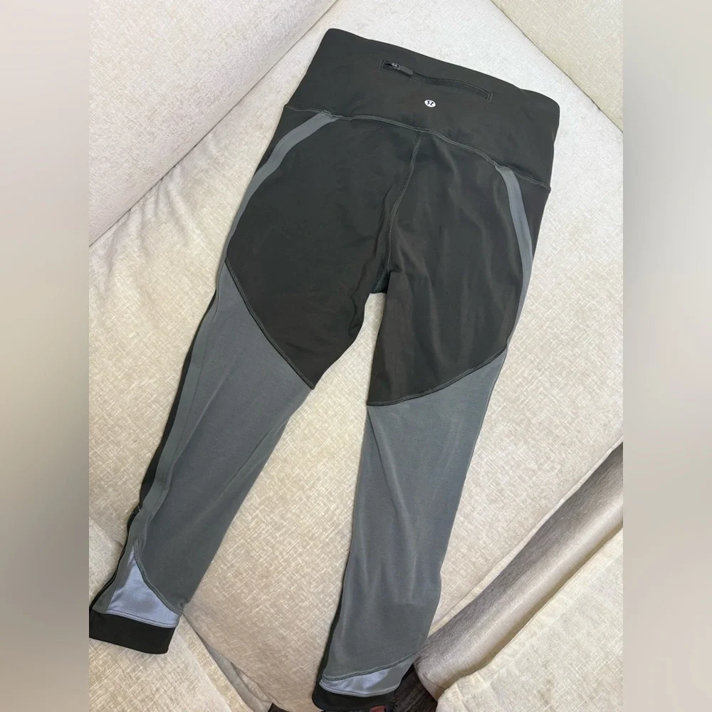 lululemon athletica Olive Green & Sheer Zip Leggings